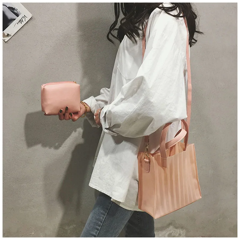

Summer handbag 2019 new wave Korean version of Composite Bag wild Messenger bag casual jelly striped shoulder bag LW220