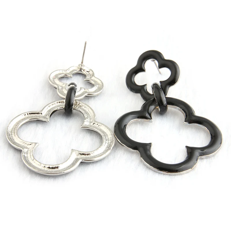 Большие серьги капли NeeFu WoFu в форме клевера из цинкового сплава металлические