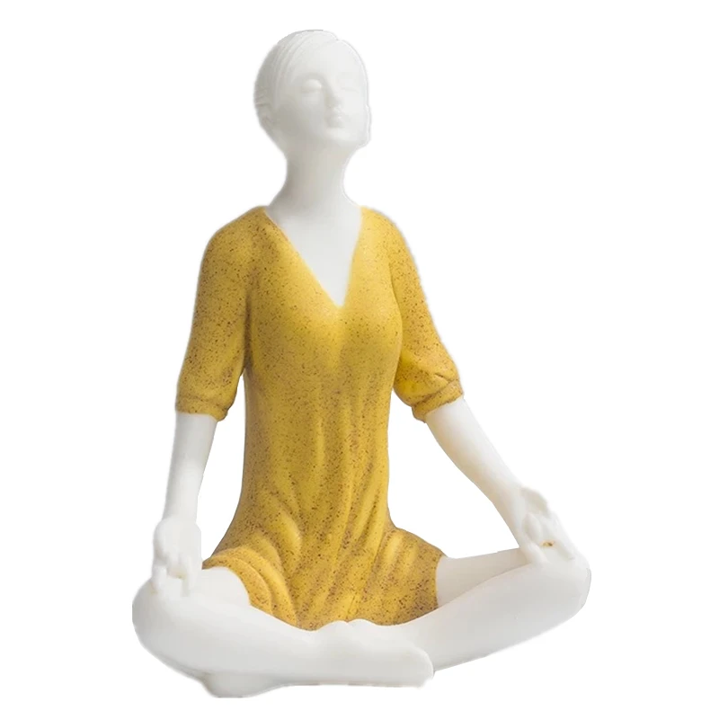 Yellow-B Yoga Model VILEAD, 4 стиля, белые керамические фигурки для девочек, для йоги, цветная женская модель для йоги, винтажный домашний декор, украшение на Рождество, год - Цвет: Yellow-B Yoga Model