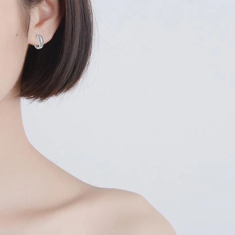 Fashion Women 925 Silver Shiny Zircon Cute Lip Circle Hoop Earring For Kids Girls Child Female Beautiful Huggies Jewelry | Украшения и