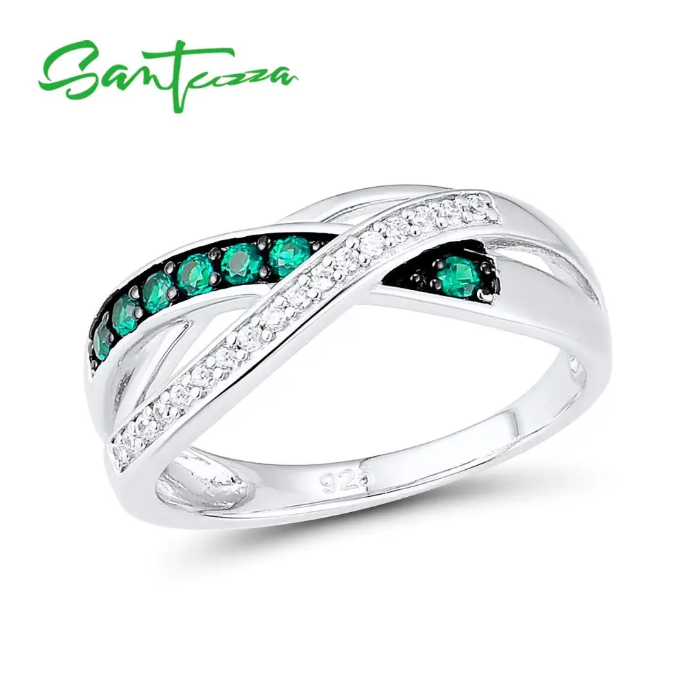 SANTUZZA, серебряные кольца для женщин, 925 пробы, серебряные, натуральные, зеленые камни, кольца для девушек, женские, вечерние, модные ювелирные изделия