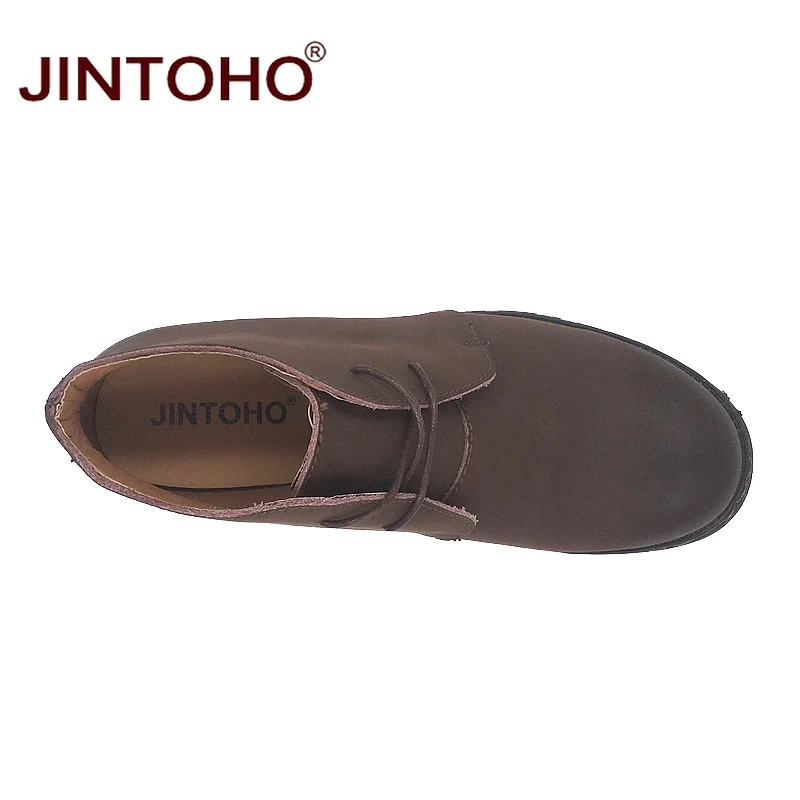 JINTOHO/модные мужские ботинки из натуральной кожи; Зимняя мужская обувь из натуральной кожи; кожаные ботинки на шнуровке; повседневные мужские зимние ботинки