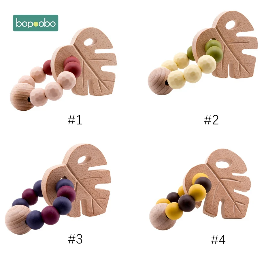 

Bopoobo 1 шт. детская погремушка из бука, игрушечный браслет, прорезыватель, кольцо, вязанное крючком, деревянная бусина, пищевой силиконовый пр...
