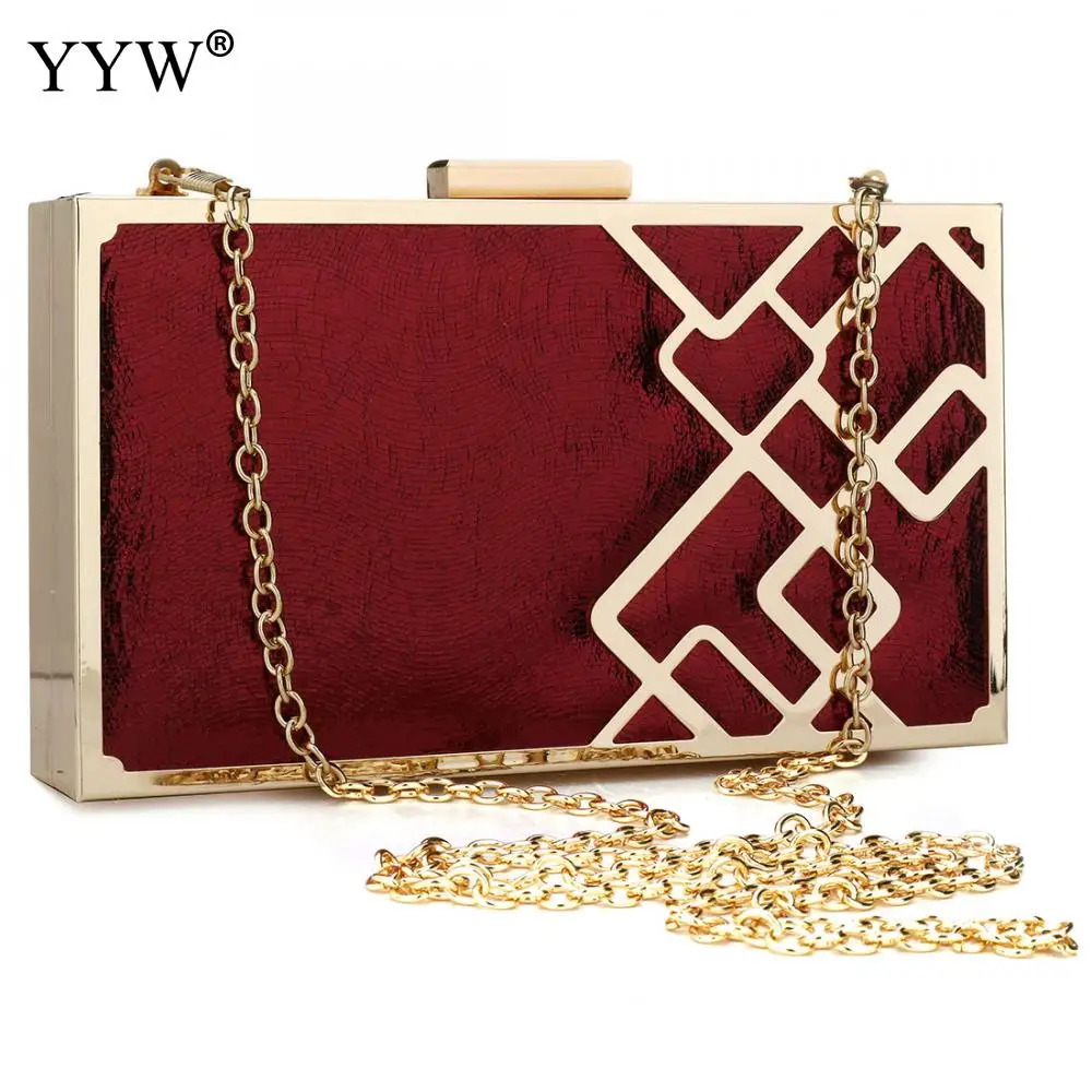 Flannelette Green Clutch Wedding Women Box Bag Gold Chain Geometric Zinc Alloy Christmas Evening Bags Female Party Clutch Gold