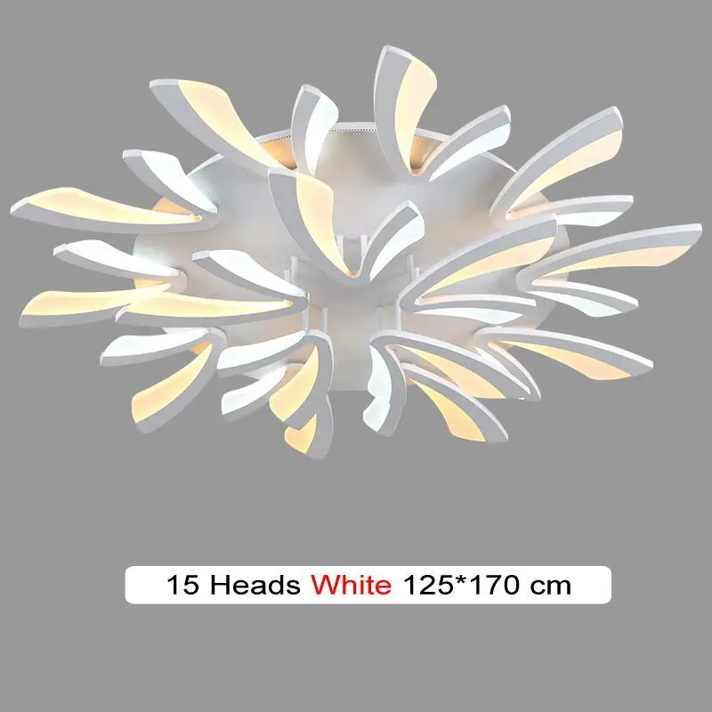 15 heads white Люстра для гостиной, спальни, столовой, кабинета, белого/черного цвета, AC90-260V, люстры - Цвет абажура: 15 heads white