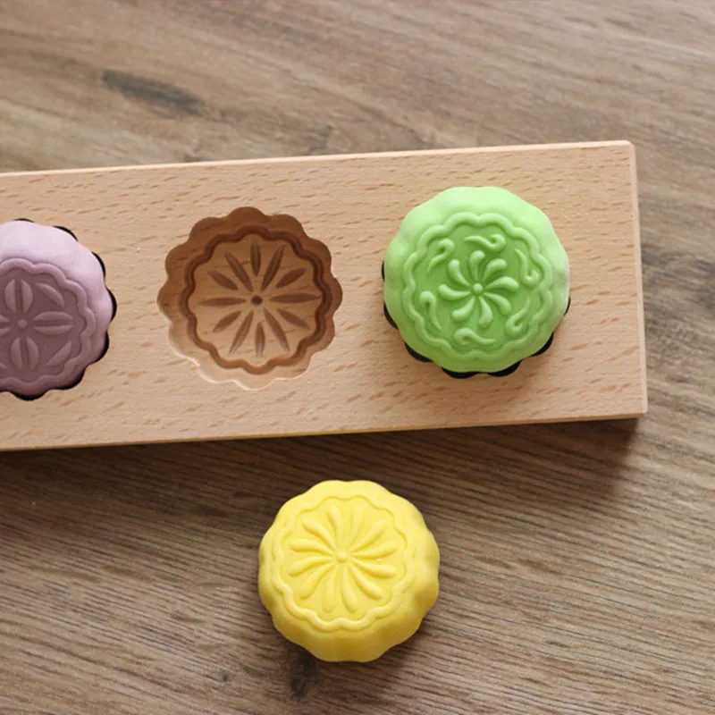 XUNZHE Kitchen Baking Mold 5 Flower Patter Wood Molds Moon Cakes Model Rice Cookies Muffins Make Pastry Helper | Дом и сад