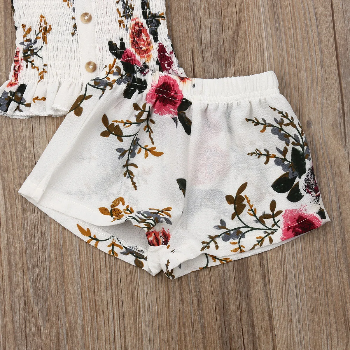 Комплекты одежды для маленьких девочек жилет без рукавов с цветочным принтом