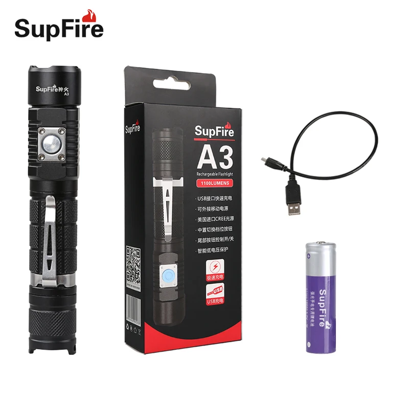 Светодиодный фонарик Supfire A3 фонарь светодиодный налобный USB флэш свет El Feneri Linterna