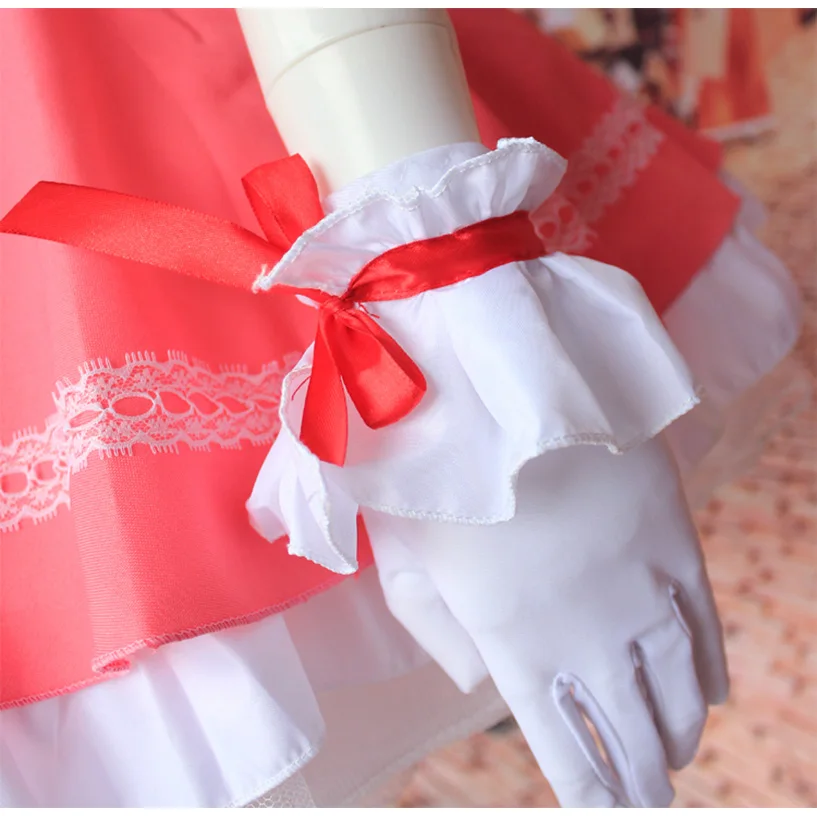 ROLECOS аниме Cardcaptor Sakura Косплей Костюм Kinomoto розовое платье с шляпой полный комплект