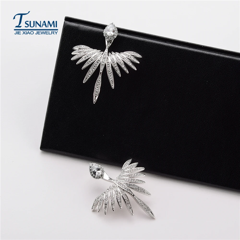 2018 новые серьги с цирконом и перьями. А высокого качества женские вечерние