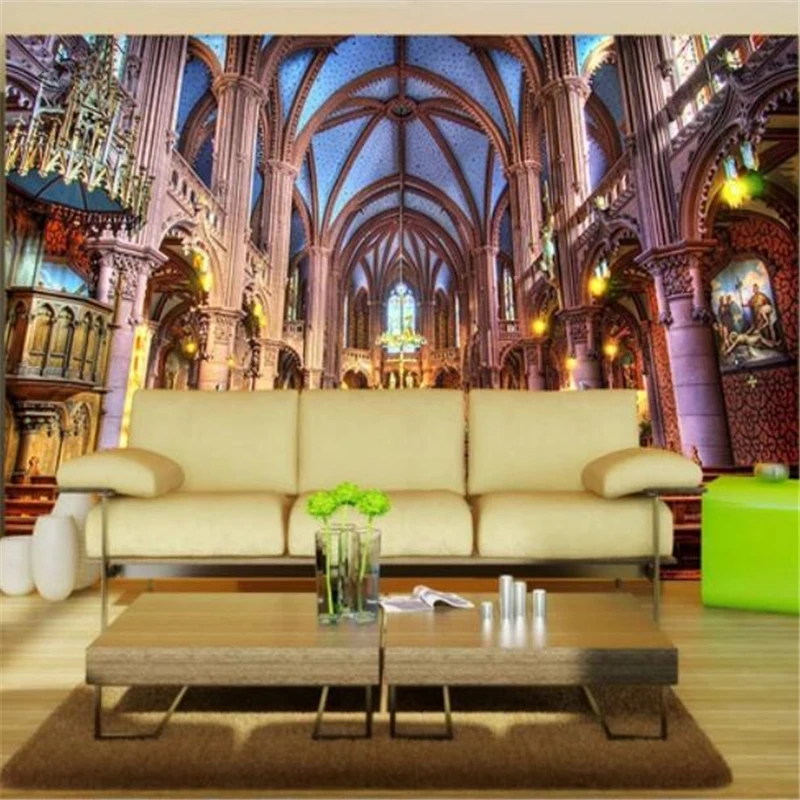 beibehang Custom wallpaper 3d murals Nordic simple beautiful church sofa background wall decorative painting mural | Обустройство