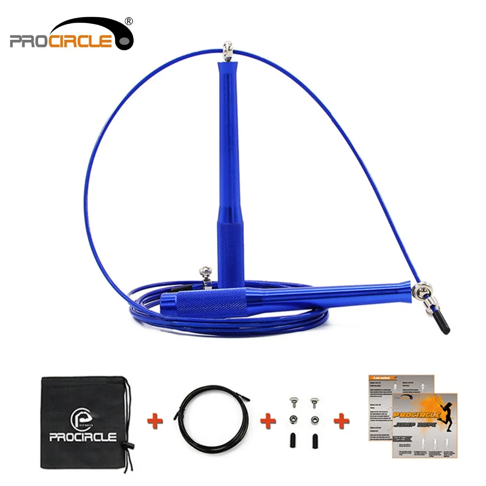 Скакалка PROCIRCLE Bule Speed регулируемый 10 футовый кабель стальные шарикоподшипники