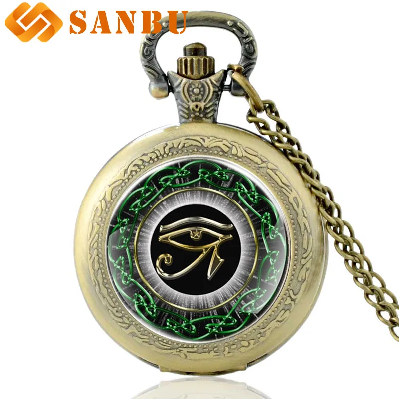 Фото Винтажные кварцевые карманные часы с бронзовым глазом хора мужские и женские в