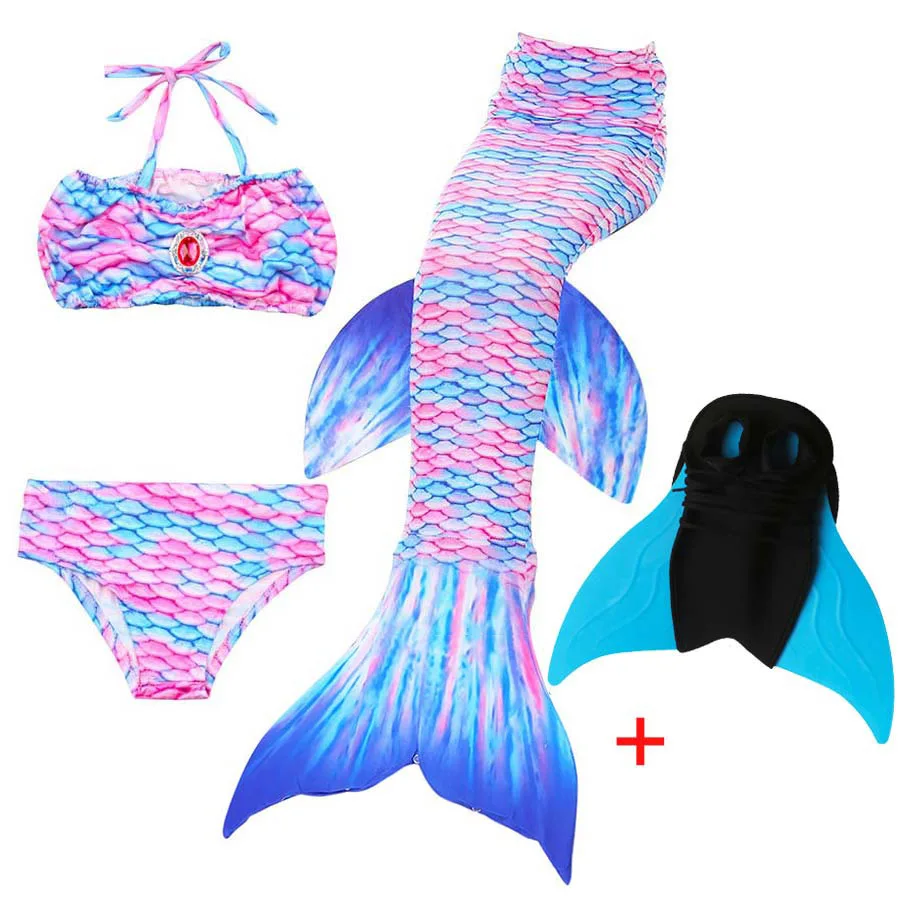 Новинка! 4 шт. детский костюм Русалочки для плавания хвост русалки с моноластами