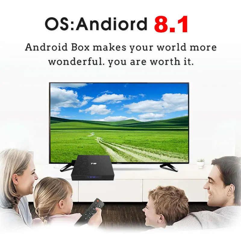 T9 Android 8 1 Смарт ТВ бокс Rockchip RK3328 Четырехъядерный 4 ГБ 32 4K медиаплеер 2 4G WIFI BT4.1 со