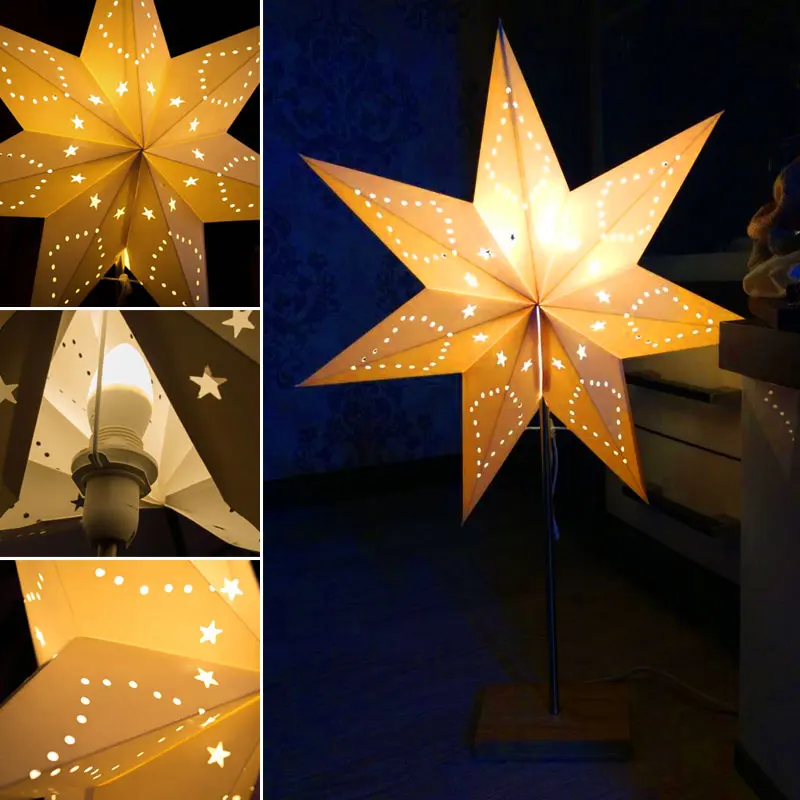 Led Desk Lamp Table Light Paper Star Wood Nordic Design of Modern Retro Minimalist Bedside Living Room Lamps | Лампы и освещение