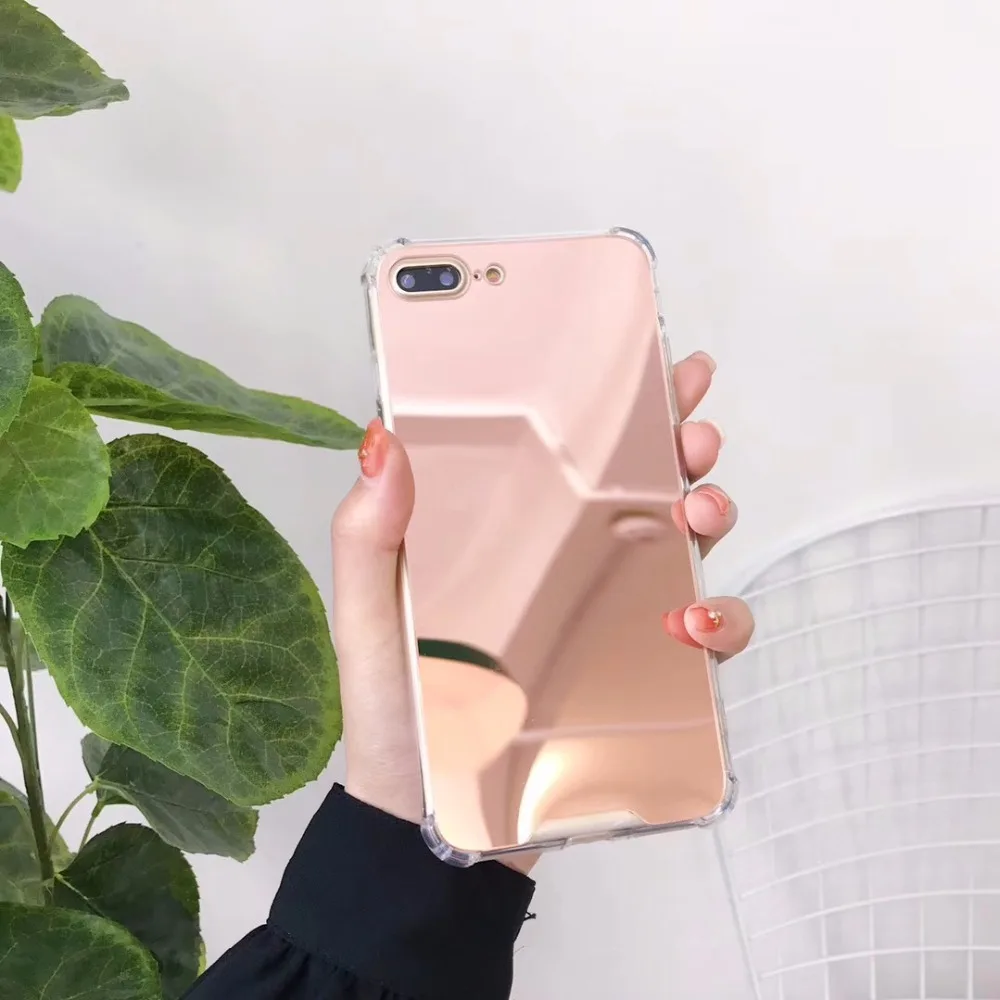 Kuutti Squishy Women Fashion Sliver Rose Gold Gray Mirror Makeup Acrylic Lightweight Phone Case for iPhone 6 6s 7 8 Plus X Cover |