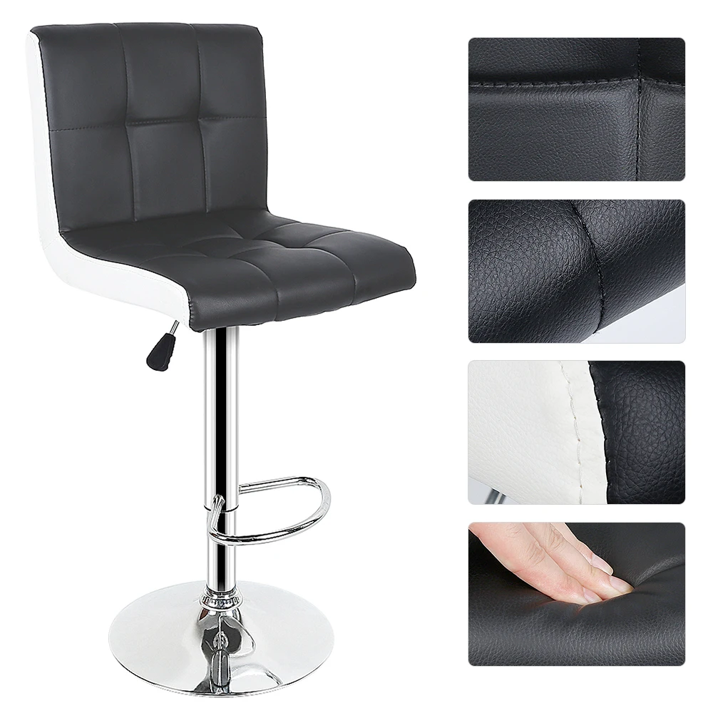 

2Pcs/set 6-grid Backrest Bar Stools PU Leather Bar Chair Rotating Lift Chair Home Leisure Swivel Chair Tabouret De Bar HWC