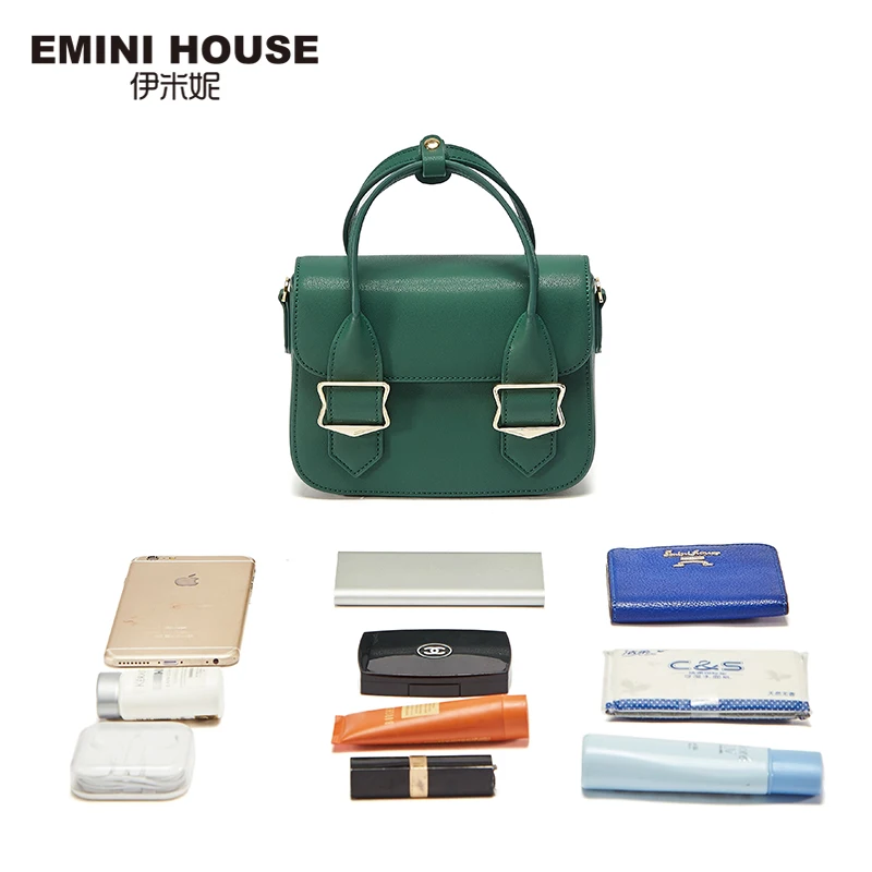 EMINI HOUSE, женская кожаная сумка с клапаном, сумка на плечо с металлическим украшением, сумки Crossbady, высокое качество, женская сумка-мессенджер