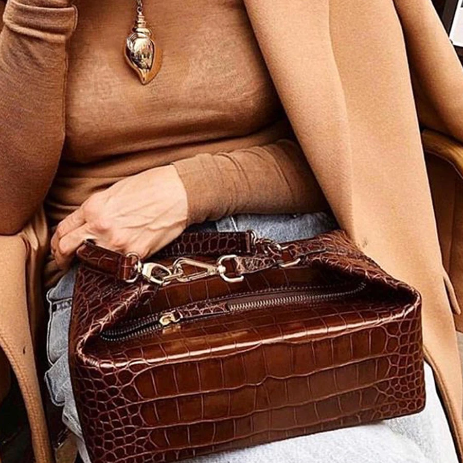 Bolsa Feminina, квадратная аллигаторная коробка, сумки, женские дизайнерские ретро Сумки из искусственной кожи, сумки на плечо для женщин, Одноцветный клатч