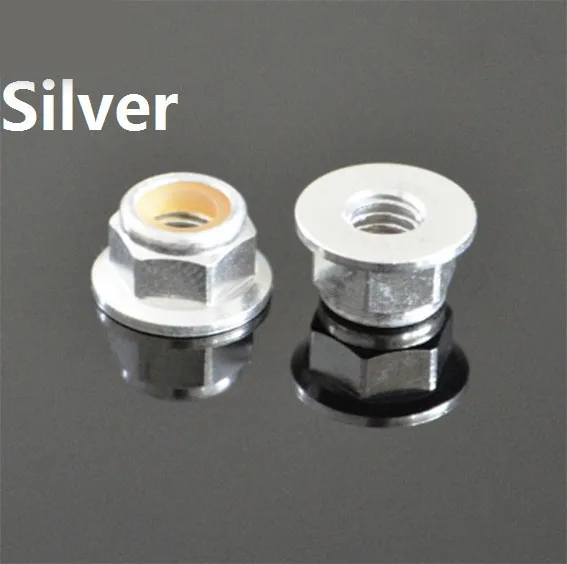 50pcs/lot High Quality M6 Colourful Anodized Silver/Black/Deep blue/light blue/red Colour Aluminum Alloy Flange Nylon Lock Nuts |