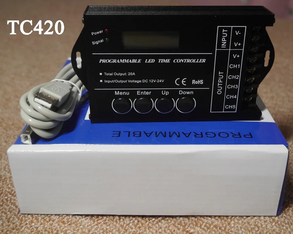 Программируемое Время программируемый RGB светодиодный контроллер DC12V/24 V 5 общего канала Выход 20A общий анод TC420/TC421