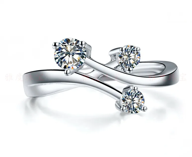 Кольцо с сердечками и звездами 0.15Ct кольцо бриллиантом серебро 925 пробы белое