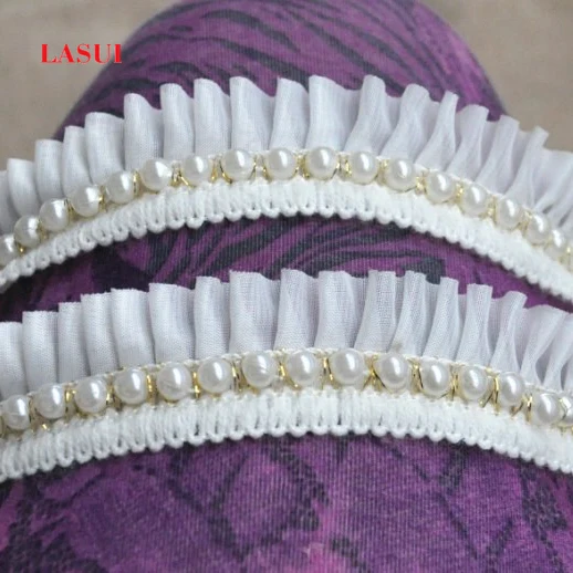LASUI 3 размера = 1 партия 5 см 3D белый искусственный жемчуг лента шифоновая кружевная