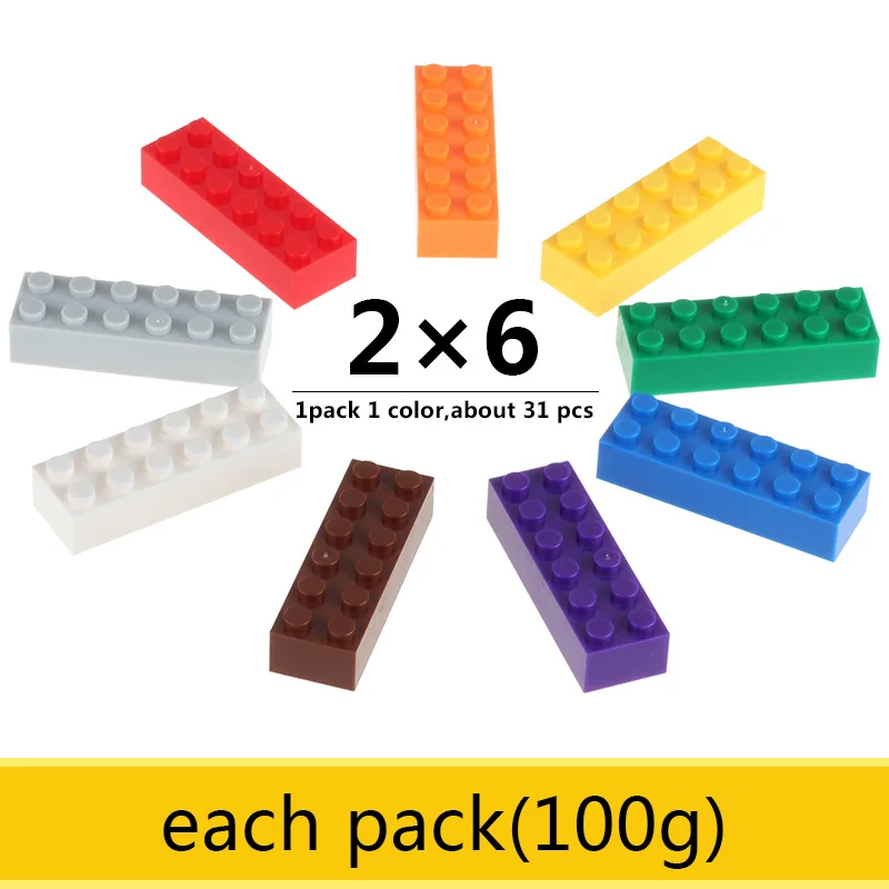 Маленькие классические строительные блоки 2x6 цветные обучающие игрушки для