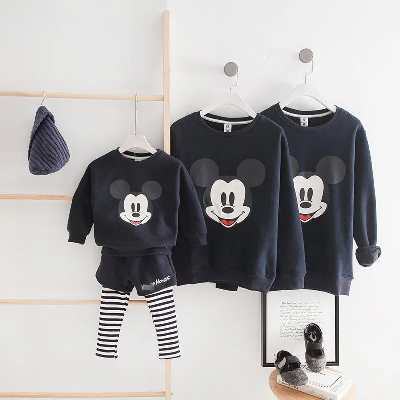 Семья подходящая друг к другу одежда на осень-зиму хлопок Микки Толстовка active Для
