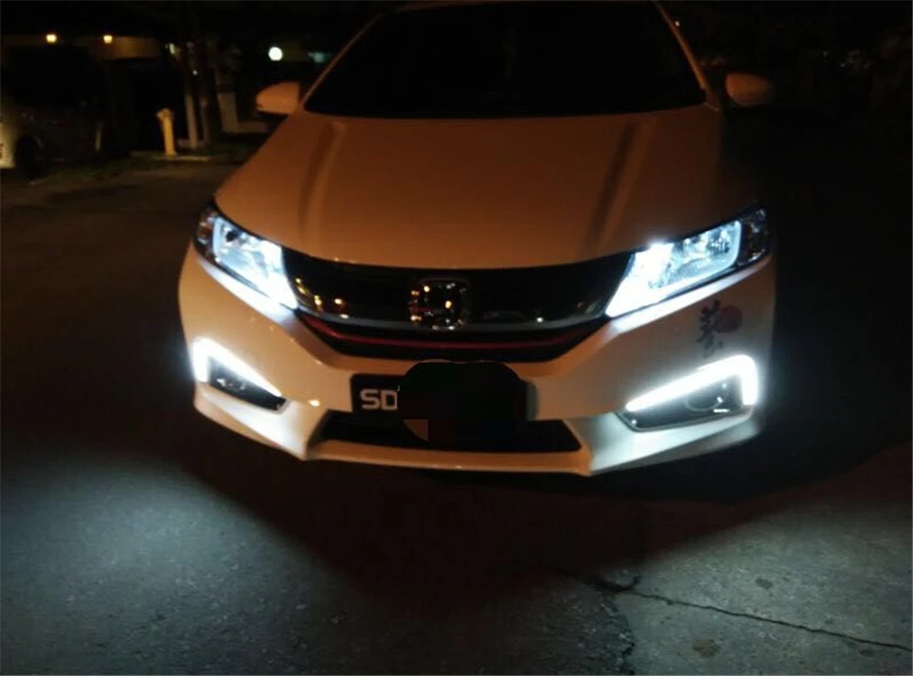 Автомобильный мигающий светодиодный светильник 2 шт. для Honda City с функцией сигнала поворота желтый для автомобильного стайлинга Дневной светильник дневной ходовой светильник DRL