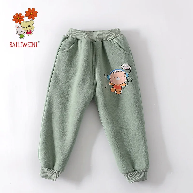 Headphones trousers Новые зимние штаны из плотного флиса с принтом для мальчиков и девочек, детские повседневные брюки - Цвет: Headphones trousers