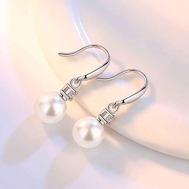2018 New 925 Silver Summer Style Hand Made Simulated Pearls Drop Earring Jewelry Fashion Top Crystal Ball Earrings for Women | Украшения и