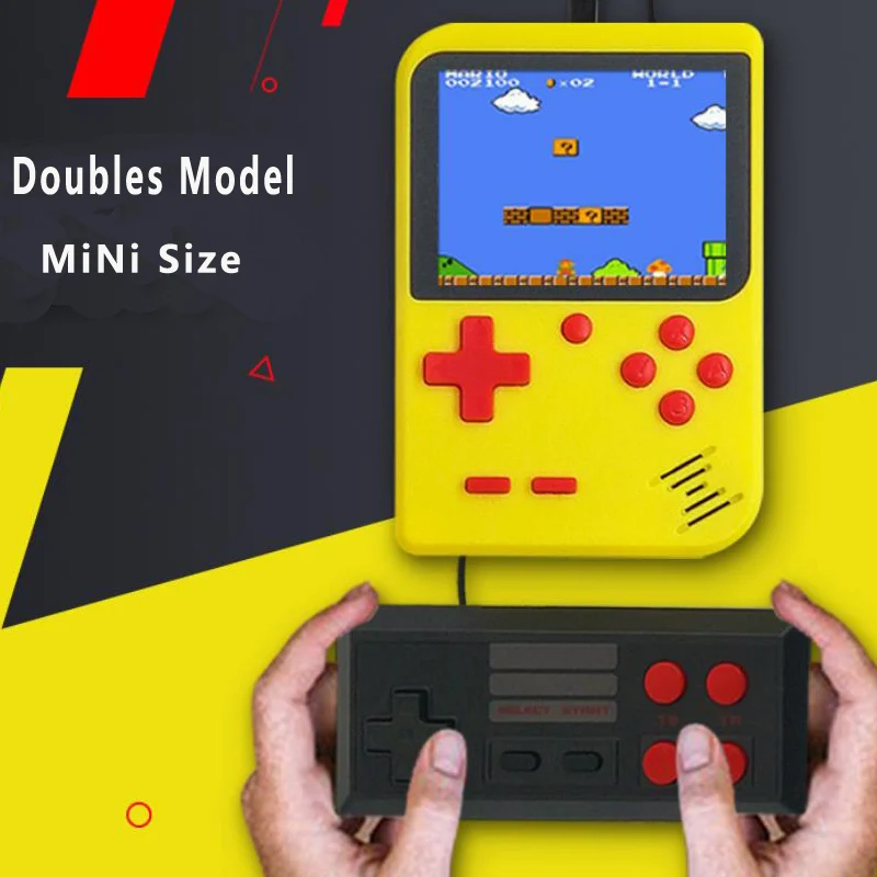 Yellow with Handle Портативная мини игровая консоль портативный игровой плеер 8 бит игровая консоль встроенный 129 игр цветной ЖК-экран детский игровой плеер - Цвет: Yellow with Handle