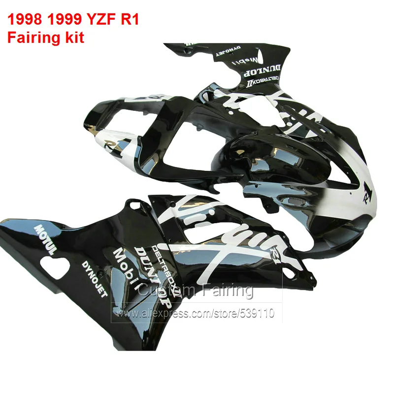 Модный комплект обтекателей для YAMAHA YZF R1 1998 1999 Модель 98 99 (белый/черный) yzfr1