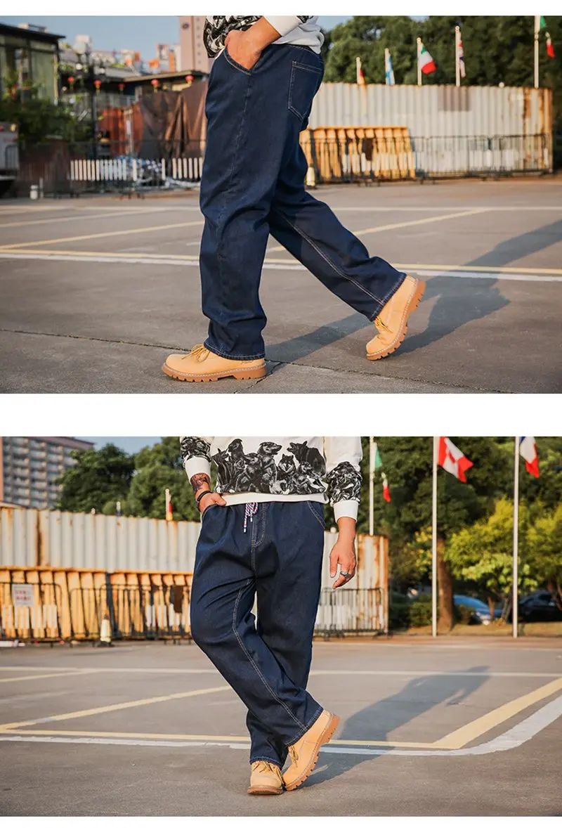 Большие размеры, большие мужские джинсы, 10XL, 12XL, брюки, деловые, офисные штаны, высокая талия, стрейчевые, прямые, 8XL, джинсы, осенние и зимние, тянущиеся