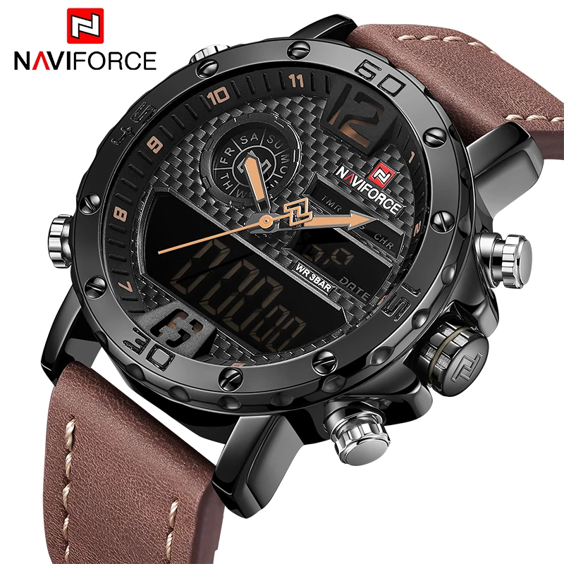 Часы наручные NAVIFORCE Мужские кварцевые роскошные Брендовые спортивные