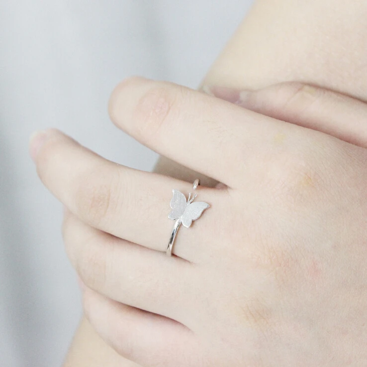 Женское кольцо с крыльями в виде бабочки простое из стерлингового серебра 925