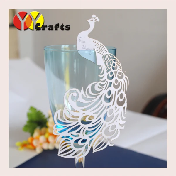 

wedding and party decoration hanmade laser cut peacock place card seat card cheap wedding favor table card made in china