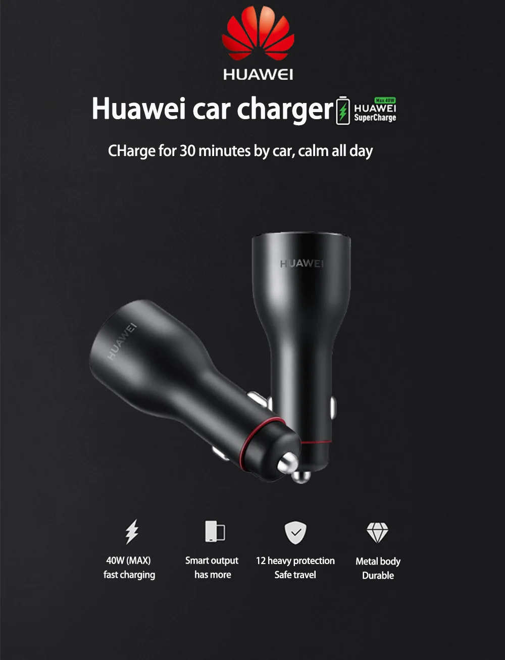 Быстрое Автомобильное зарядное устройство huawei SuperCharge Max 22,5 Вт 40 Вт QuickCharge Max 18 Вт адаптер быстрой зарядки Duable USB порт type C 5A кабель