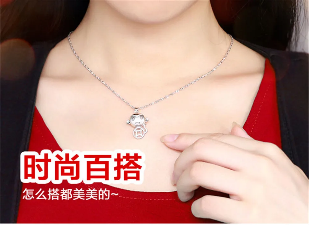Фото 100% Silver 925 Jewelry Sterling Necklace for Women Cute Coin Monkey Pendant girls Украшения и аксессуары 100% Silver 925 Jewelry Sterling Necklace for Women Cute Coin Monkey Pendant girls Украшения и аксессуары