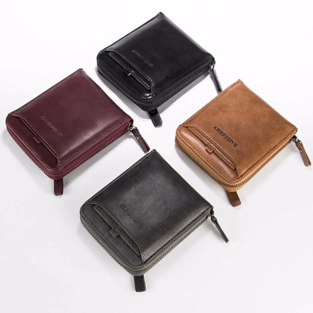 Baellerry PU Leather Men Wallets Zipper Card Holder Sample Solid Wallet Coin Pocket High Quality Male Purse cartera | Багаж и сумки