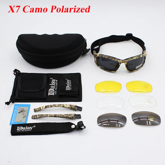 X7-Polarized-Camo Daisy C6 X7 очки пуленепробиваемые страйкбольные съемные линзы мотоциклетные велосипедные очки мужские военные X7 поляризованные солнцезащитные очки - Цвет: X7-Polarized-Camo