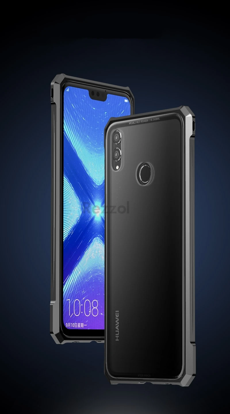 Чехол для huawei honor 8X max, роскошный металлический бампер, жесткая прозрачная задняя крышка из закаленного стекла для huawei honor 8X, Fundas Coque