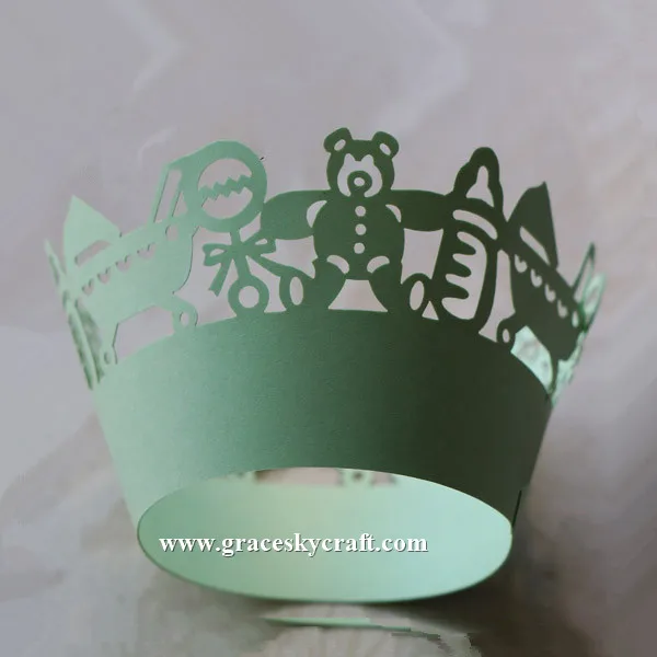 

Бесплатная доставка, 50 шт./лот, лазерная вырезка, Baby shower, Bithday, капкейки, обертки для выпечки, тортов, обертки, мультяшный медведь, дизайн бутыл...