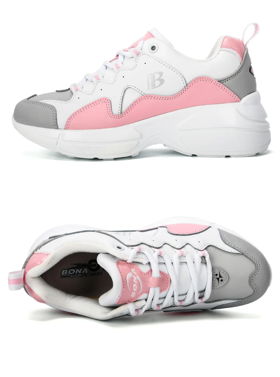 BONA New Fashion Style Platform Sneakers Ladies Brand Chunky Causal Shoes Woman Leather Leisure Shoes Chaussure Femme Comfy
