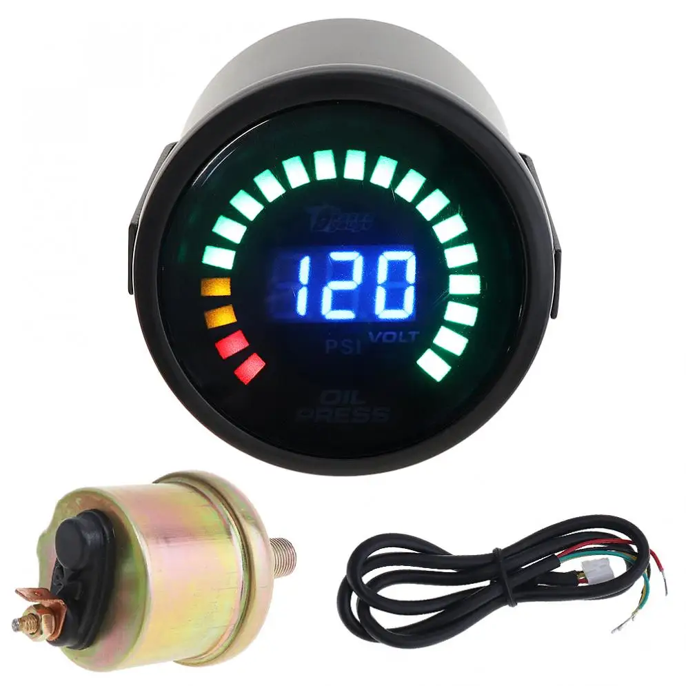 2 дюймовый Универсальный 52 мм 12В 0 ~ 120PSI цветной светодиодный цифровой пресс для