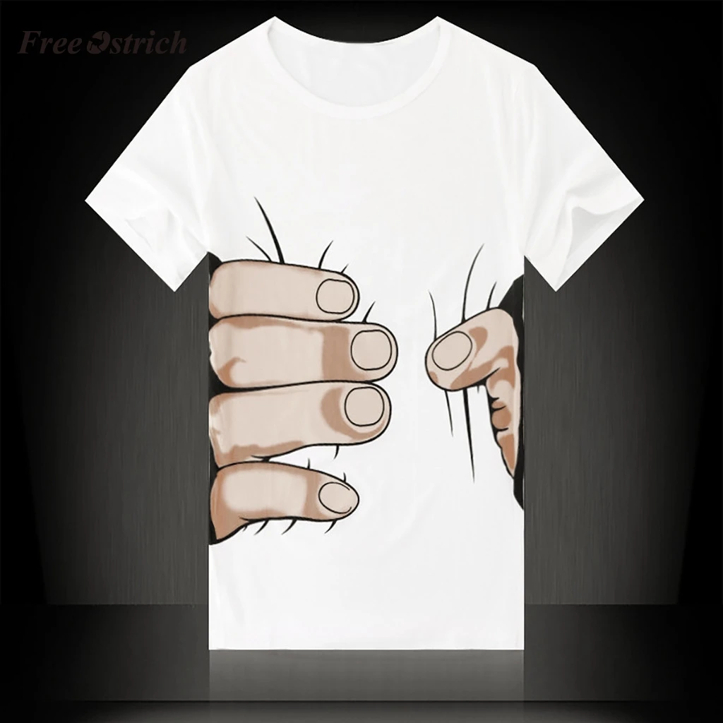Бесплатная Страусиная Мужская футболка с 3d принтом коротким рукавом круглым