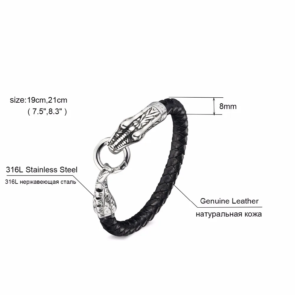 Браслет XQNI из натуральной кожи мужской ювелирный аксессуар нержавеющей стали с