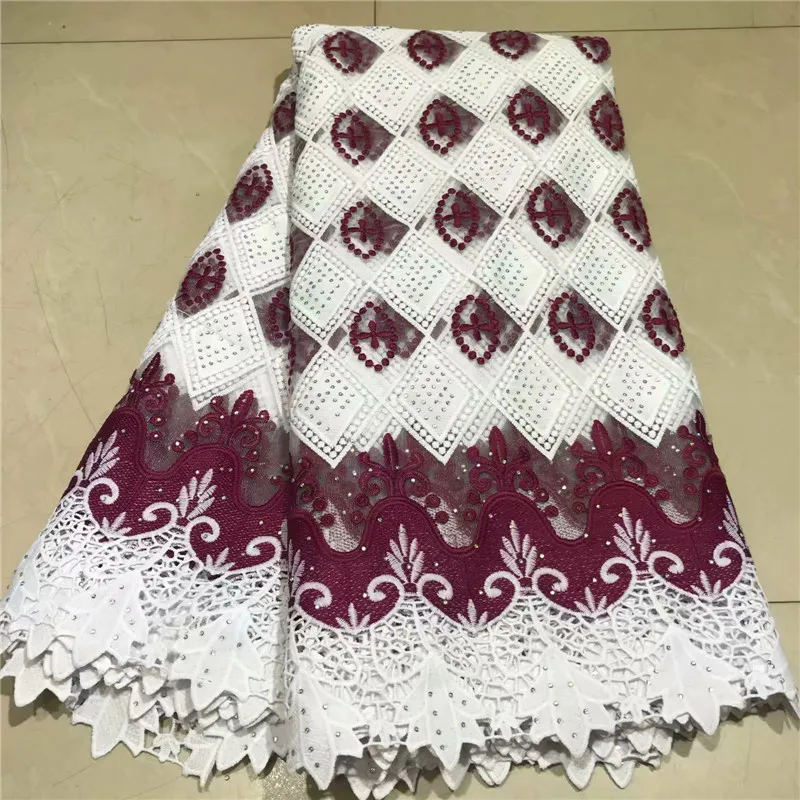 

African Swiss Voile Lace Fabric High Quality Lace Nigerian Lace Fabric With Stones Embroidery Tulle French Lace for Women dress